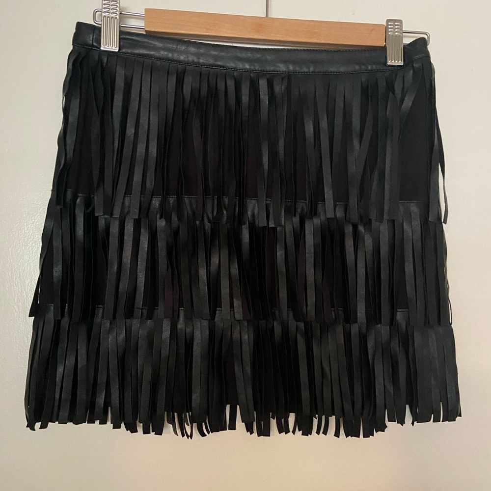 black tassel mini skirt